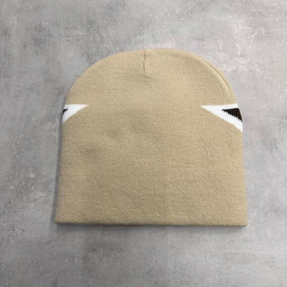 Cream and Brown Star Acrylic Graphic Beanie Hat - Picture 3 of 8